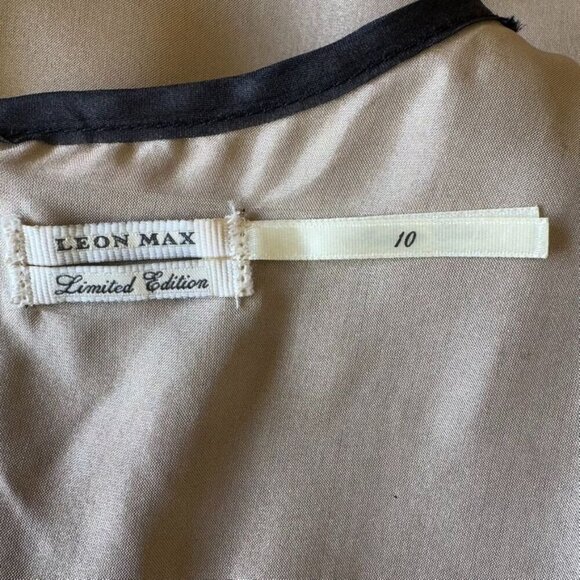 Leon Max Limited Edition Y2k Black Sleeveless Floral Applique Midi Dress Size 10 - Picture 7 of 17